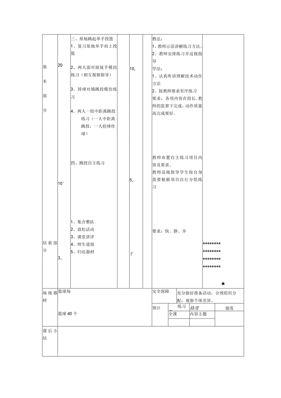 体育健身课时篮球拓展通过学练掌握原地跳起投篮动作计划.docx_第2页