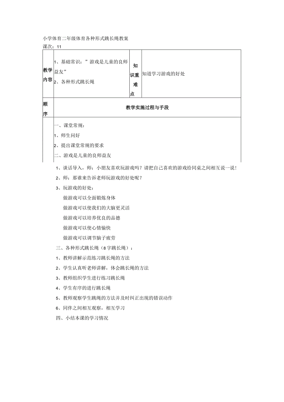 小学体育二年级体育各种形式跳长绳教案.docx_第1页