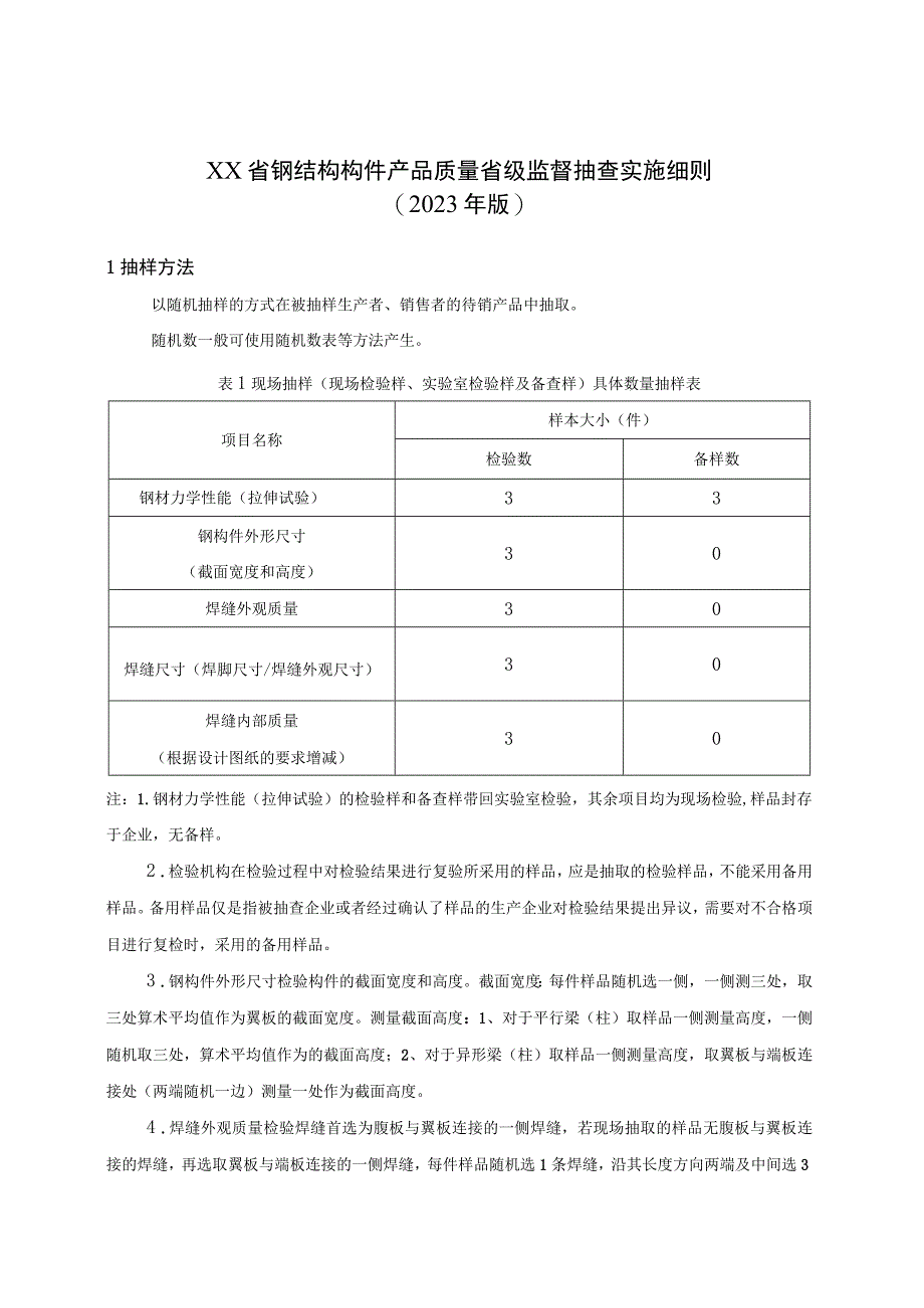 钢结构构件产品质量省级监督抽查实施细则（2023年版）.docx_第1页