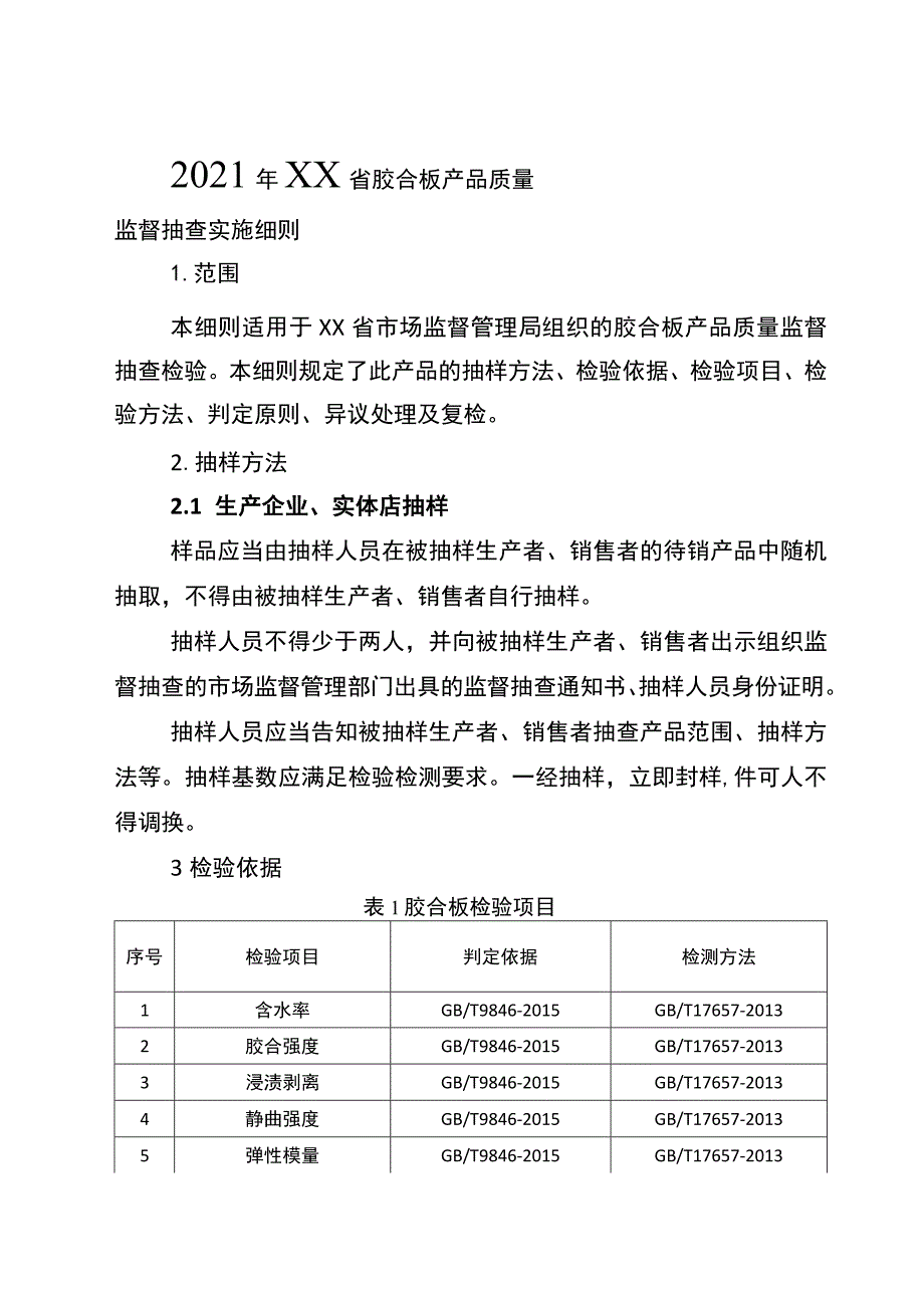 2021年工业品省级监督抽查实施细则（胶合板）.docx_第1页