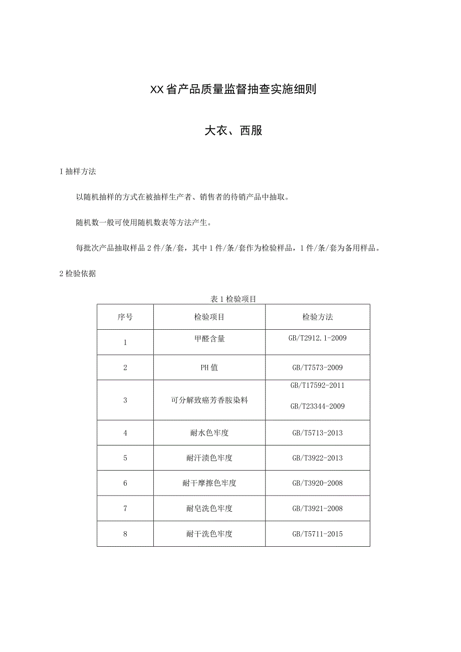 产品质量监督抽查实施细则——大衣、西服.docx_第1页