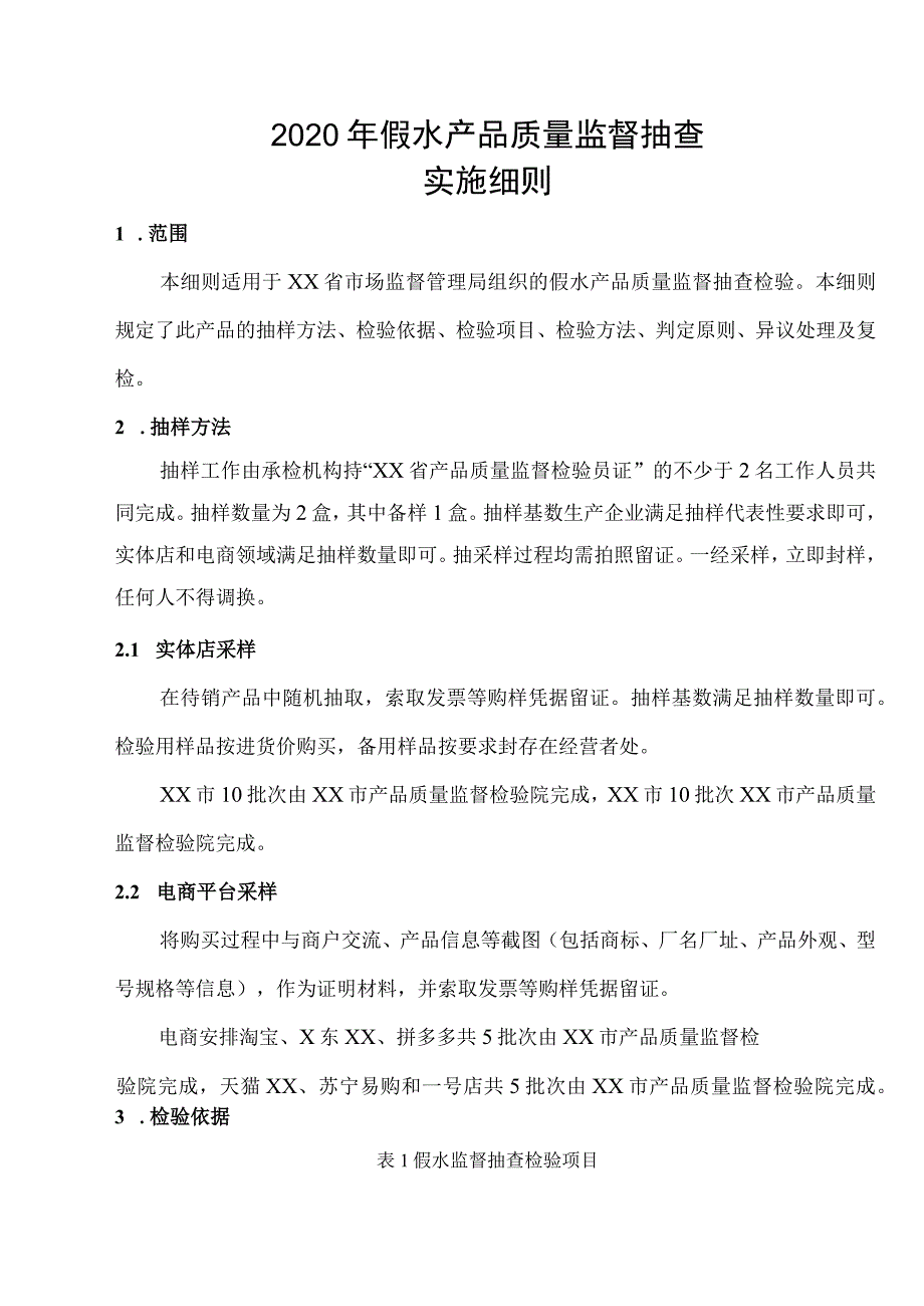 2020年省级产品质量监督抽查实施细则（假水）.docx_第1页