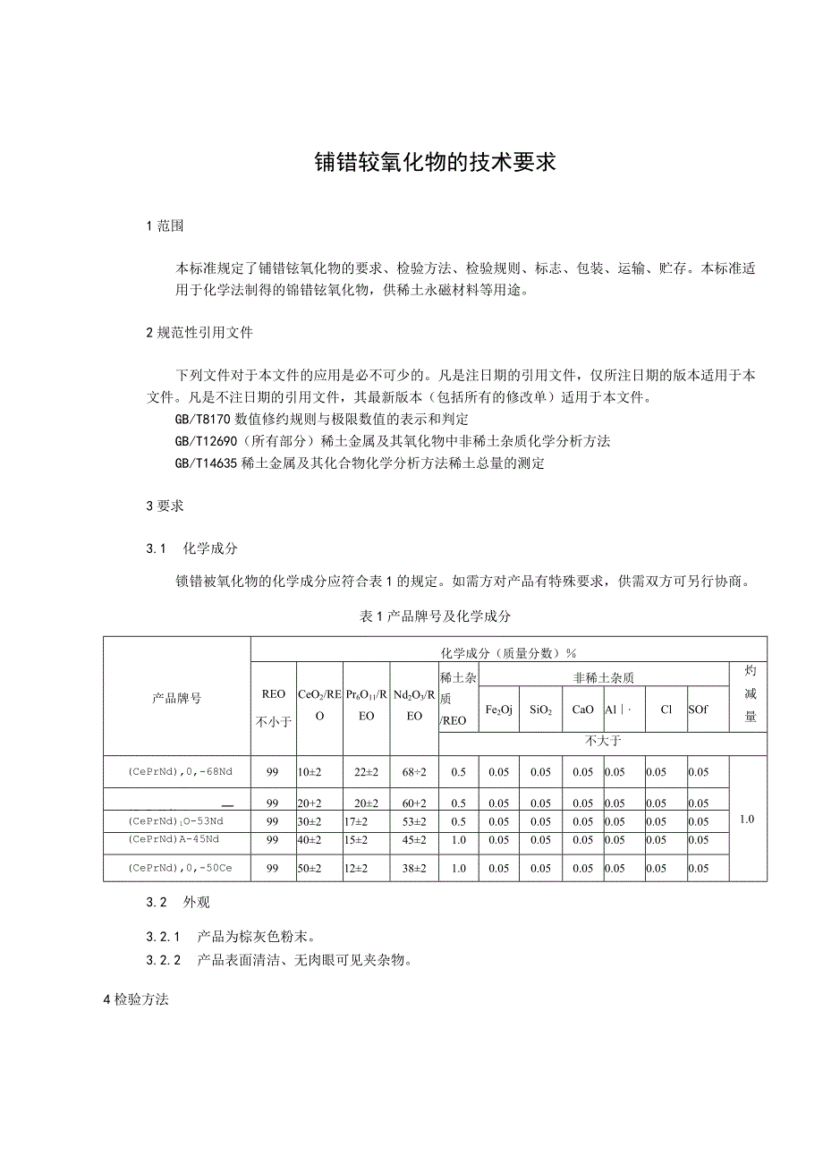 铈镨钕氧化物的技术要求.docx_第1页