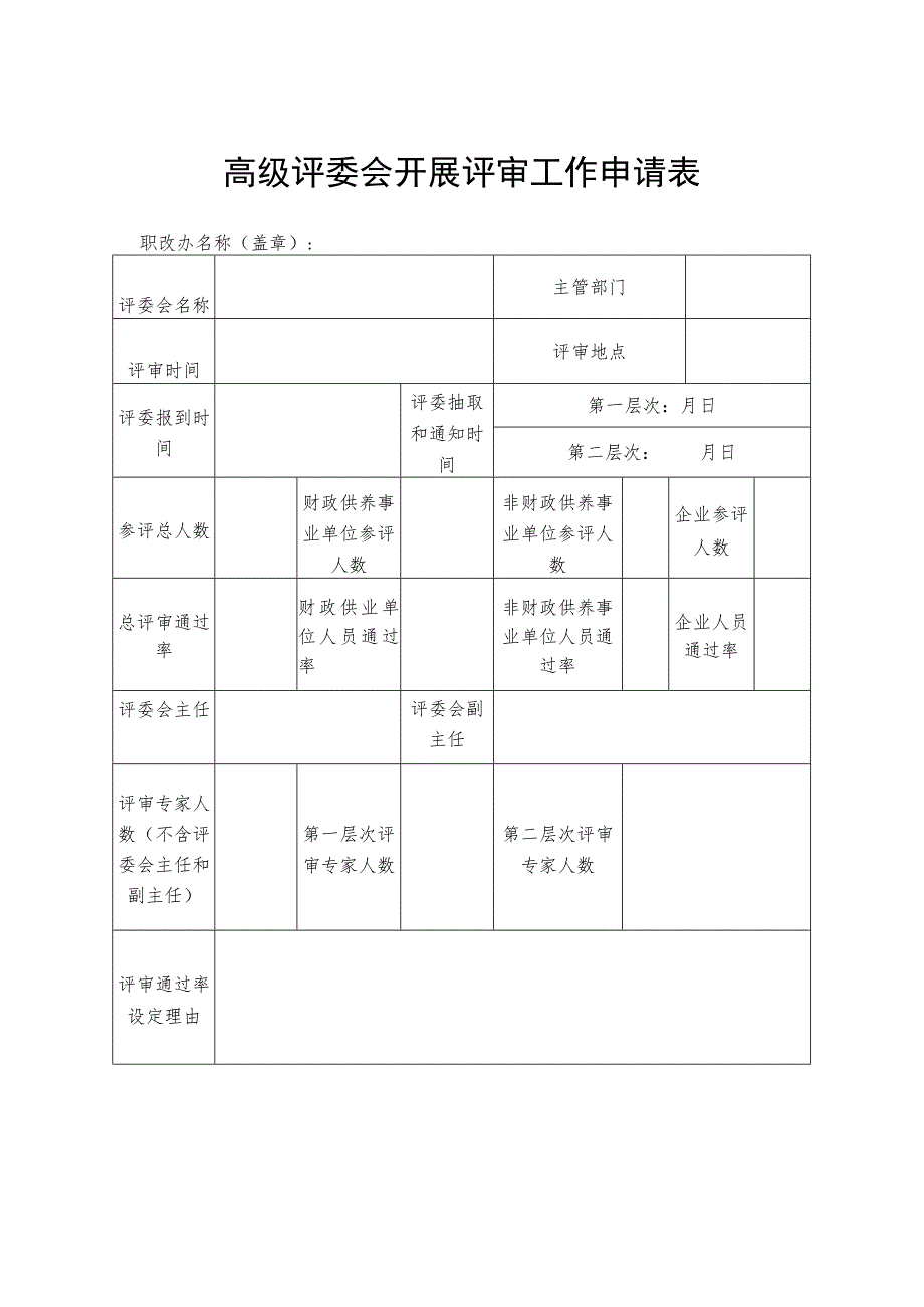 高级评委会开展评审工作申请表.docx_第1页