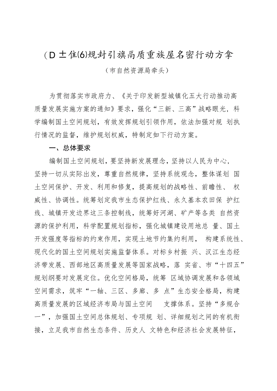 新时代国土空间规划引领高质量发展专项行动方案.docx_第1页