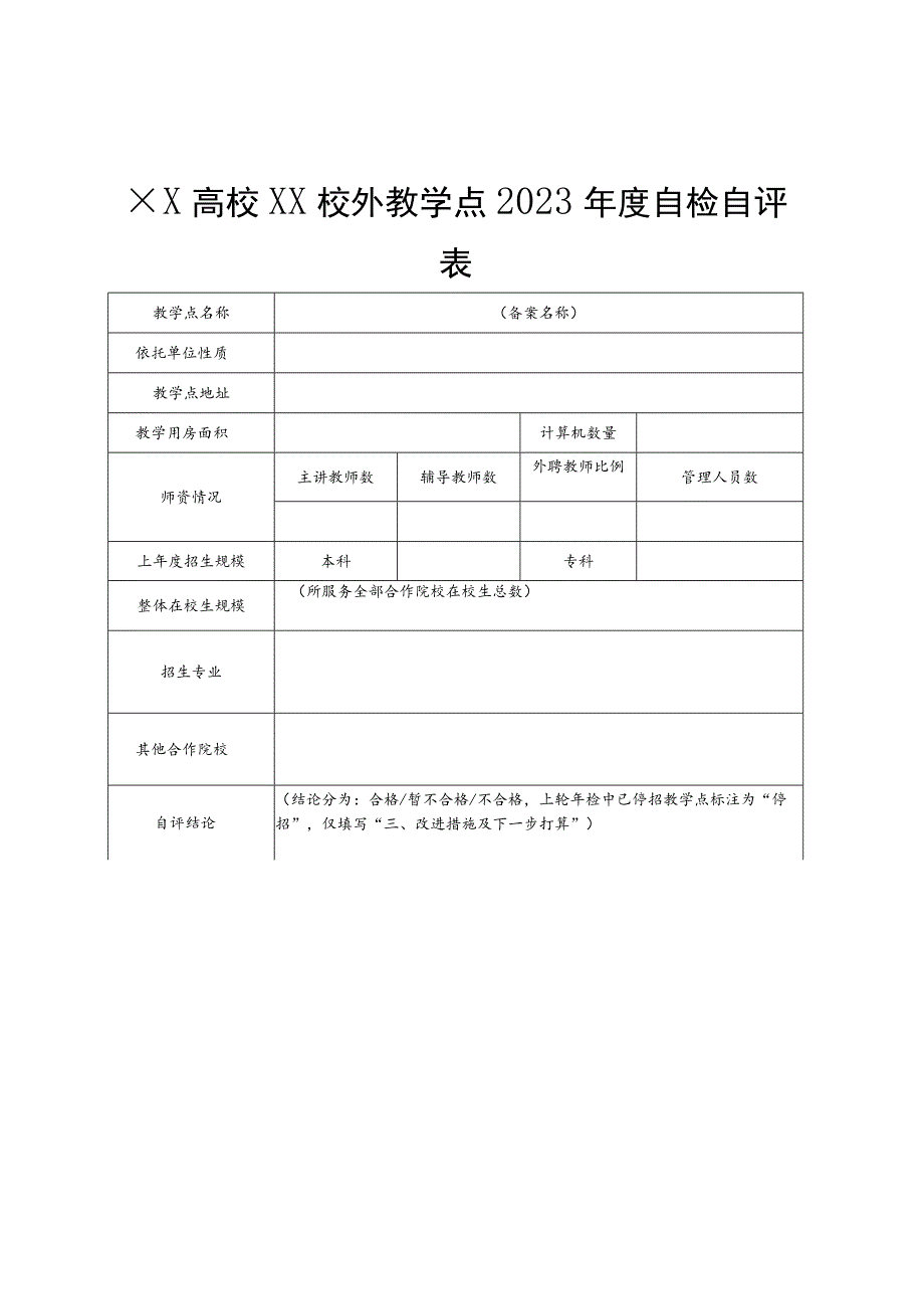 ××高校××校外教学点2023年度自检负面清单（试行）、自检自评表.docx_第3页