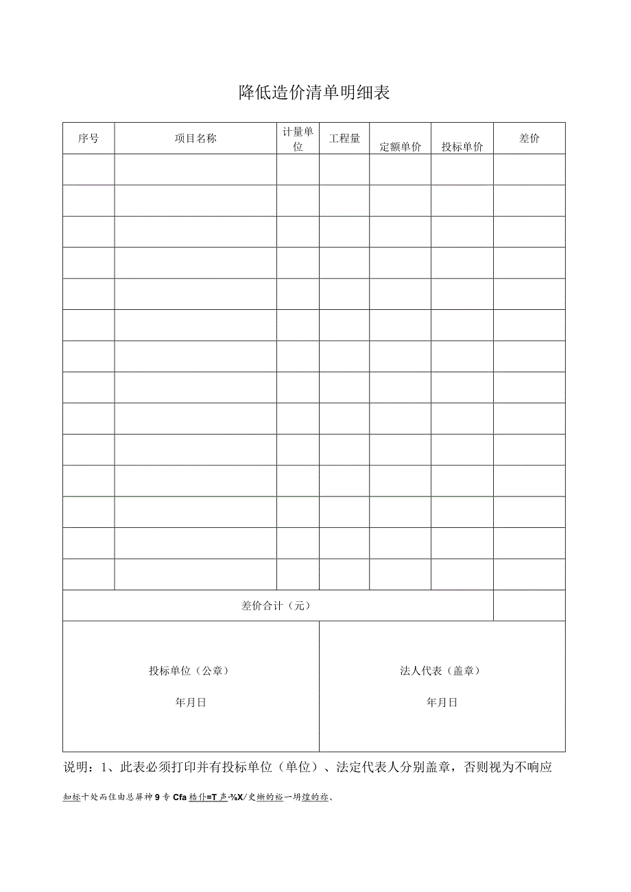 降低造价清单明细表(2023年).docx_第1页