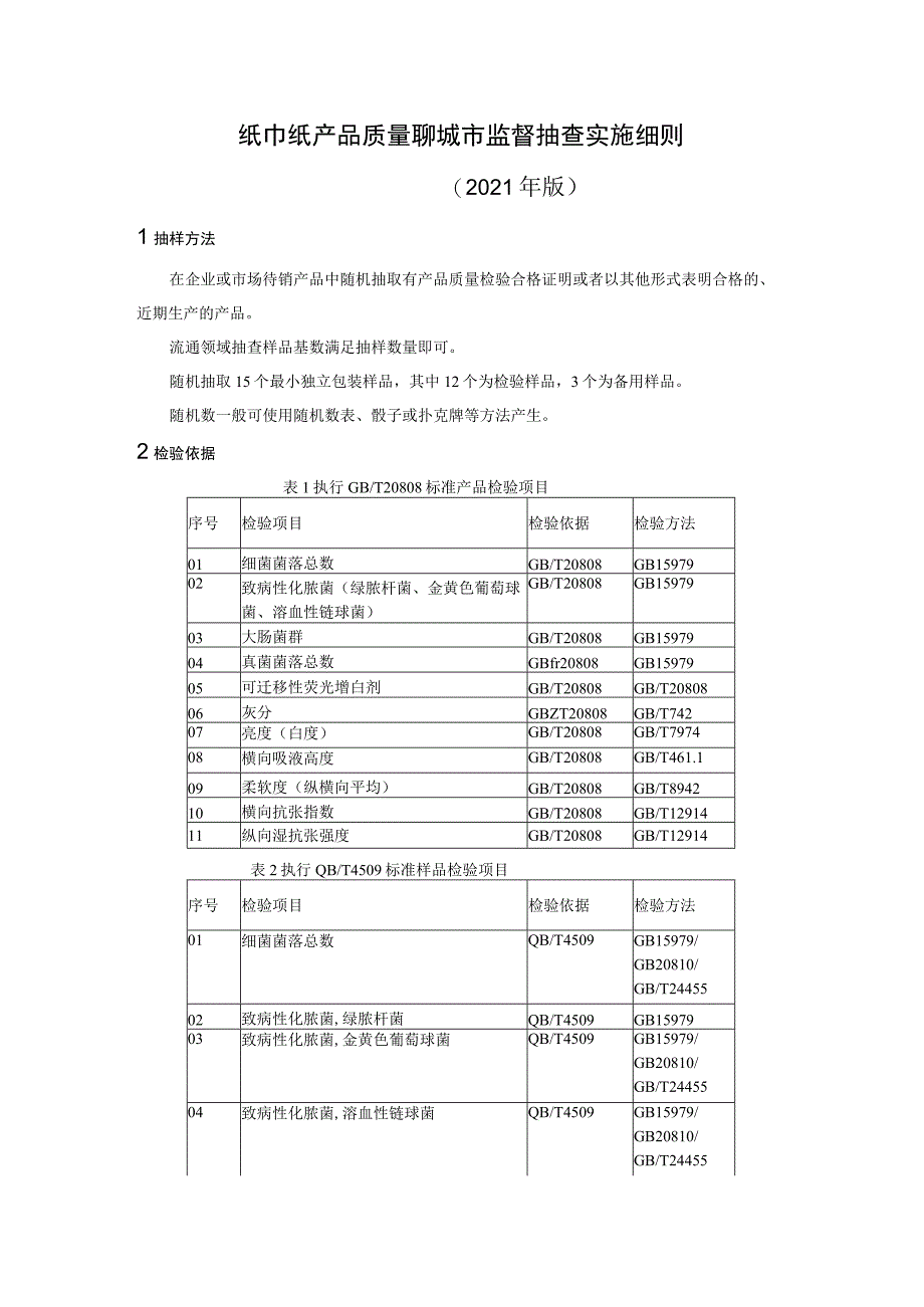 纸巾纸产品质量聊城市监督抽查实施细则2021年版.docx_第1页