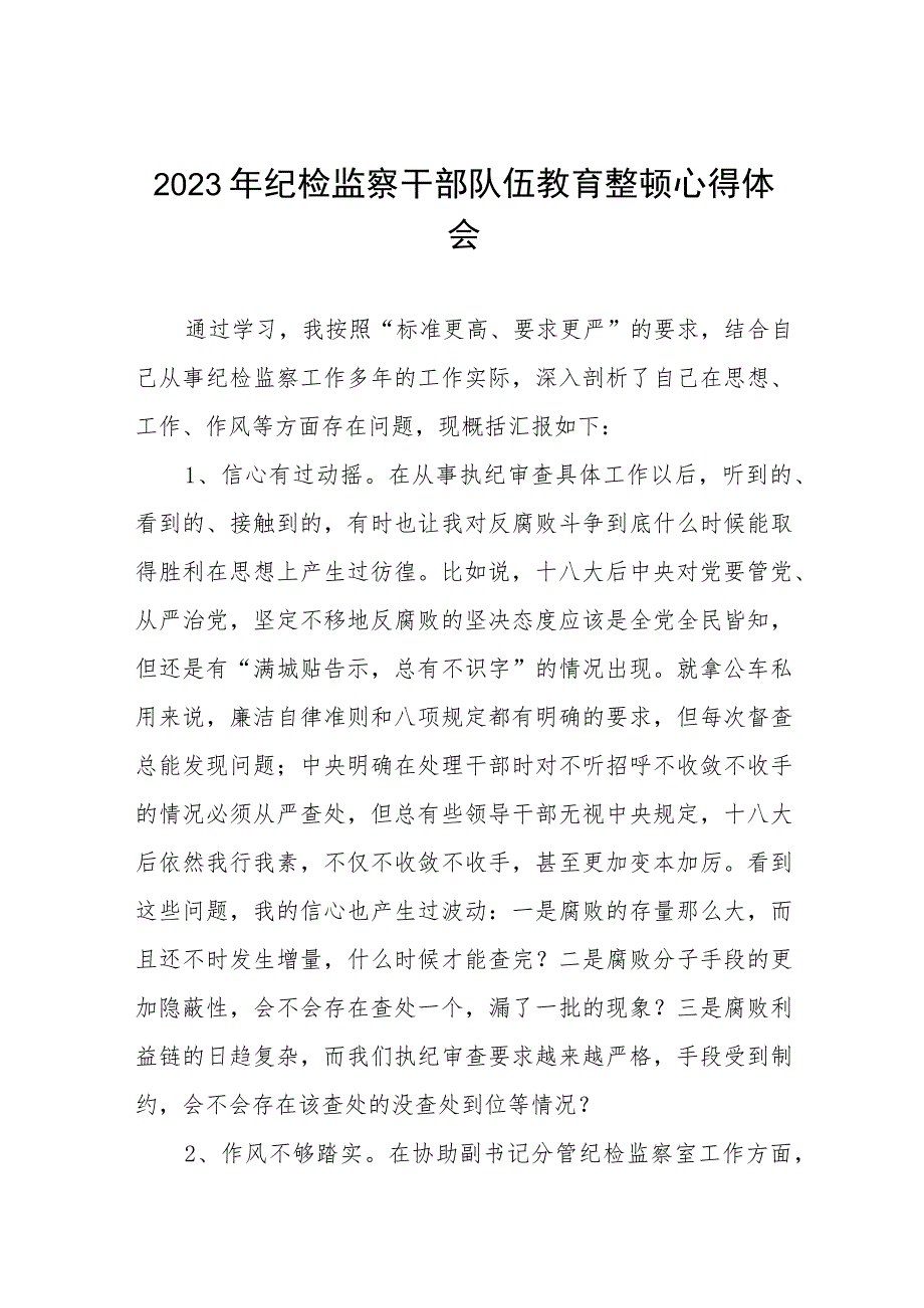 2023纪检监察干部队伍教育整顿心得体会感悟十四篇.docx_第1页