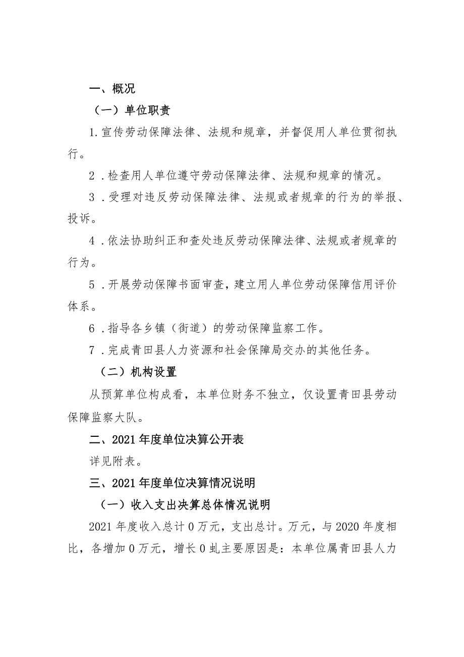 青田县劳动保障监察大队2021年度单位决算目录.docx_第2页