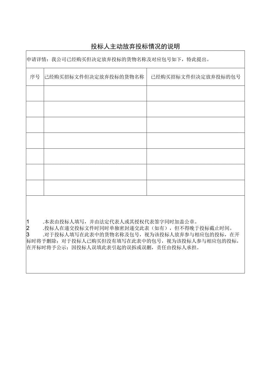 投标人主动放弃投标情况的说明41(2023年).docx_第1页