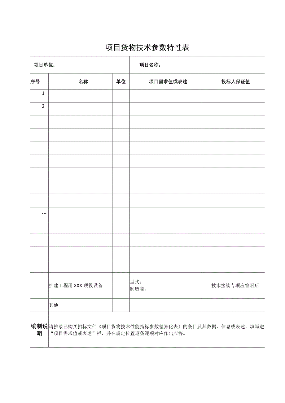 项目货物技术参数特性表41(2023年).docx_第1页