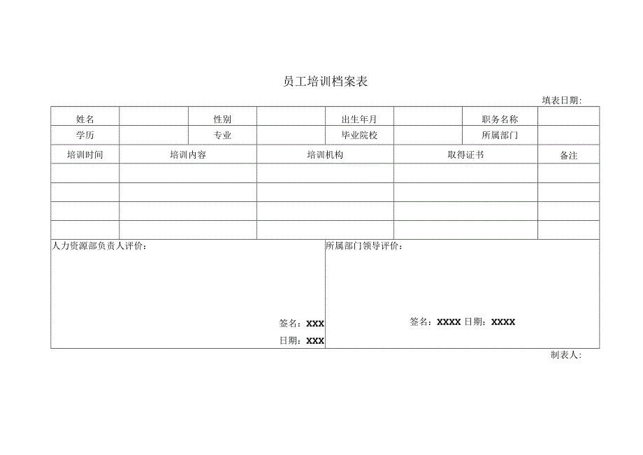 员工培训档案表.docx_第1页