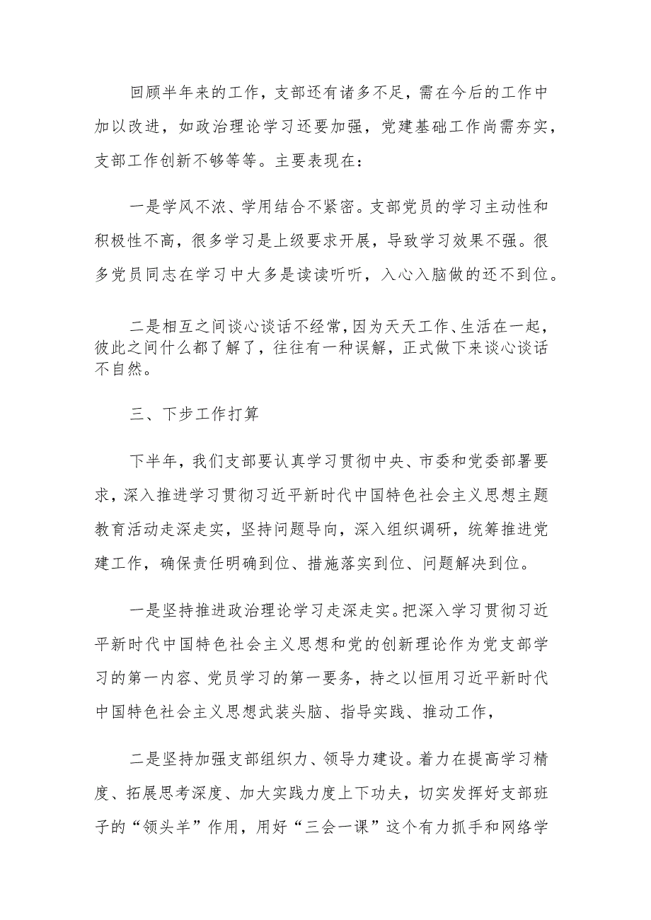 党支部2023年上半年党建工作总结报告及下半年计划范文3篇.docx_第3页