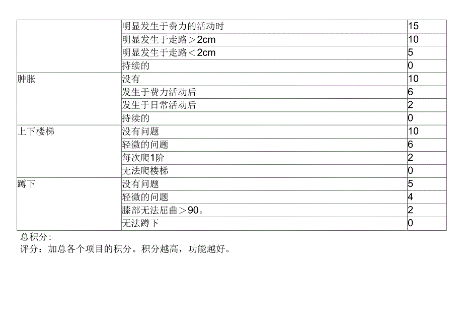 膝部评分系统评分表（康复用表模板）.docx_第2页