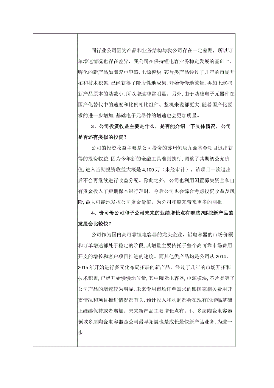 证券代码300726证券简称宏达电子株洲宏达电子股份有限公司投资者关系活动记录表.docx_第2页