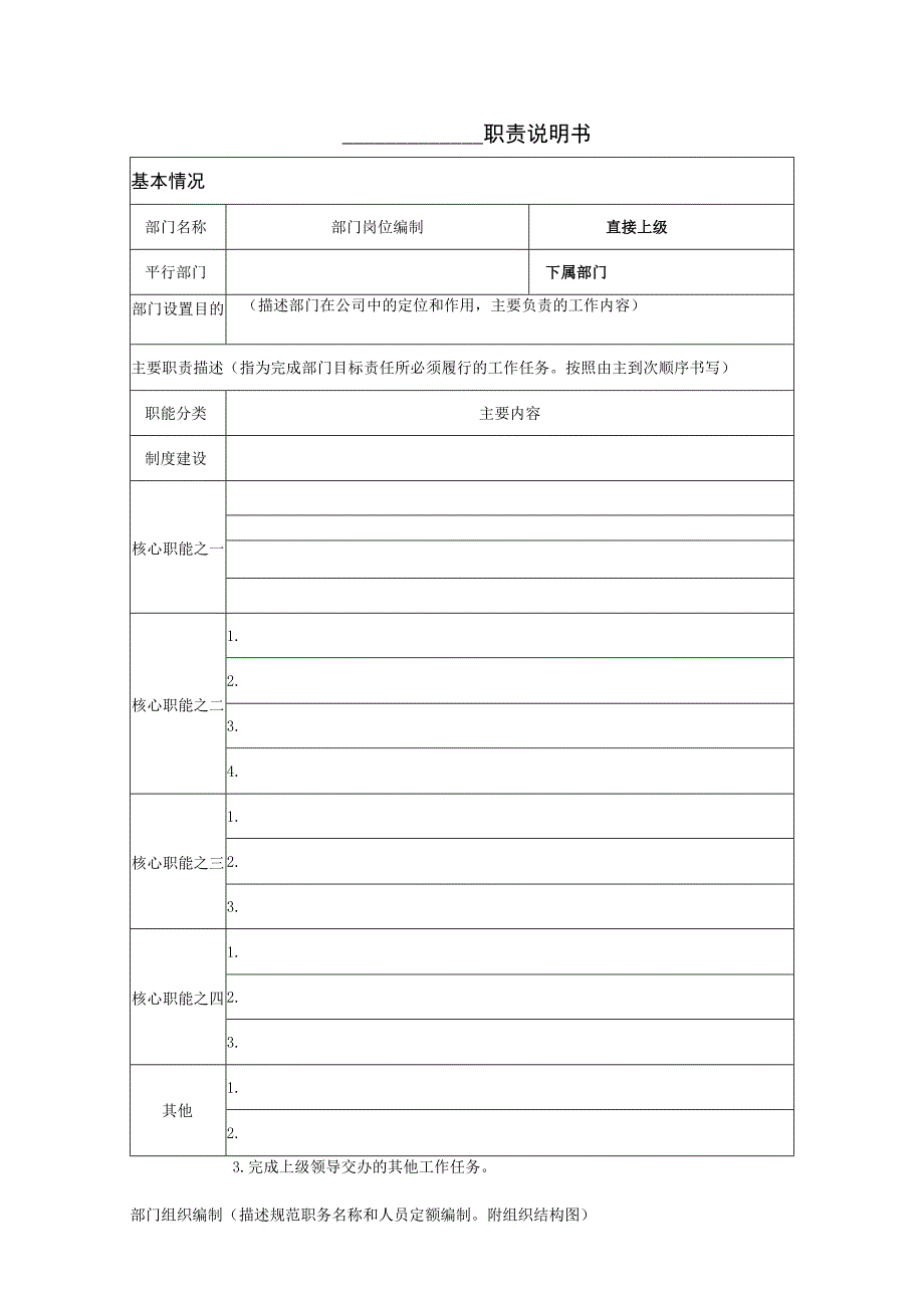 部门职责说明书模板（范本2个）.docx_第1页