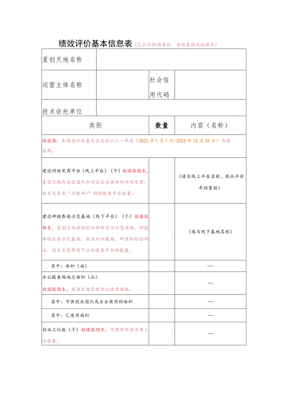 绩效评价基本信息表已认定的国家级、省级星创天地填写.docx_第1页