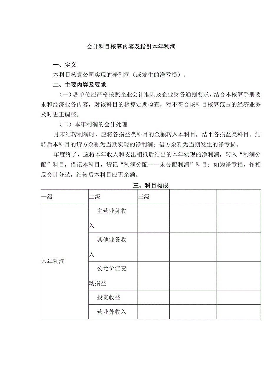 会计科目核算内容及指引本年利润.docx_第1页