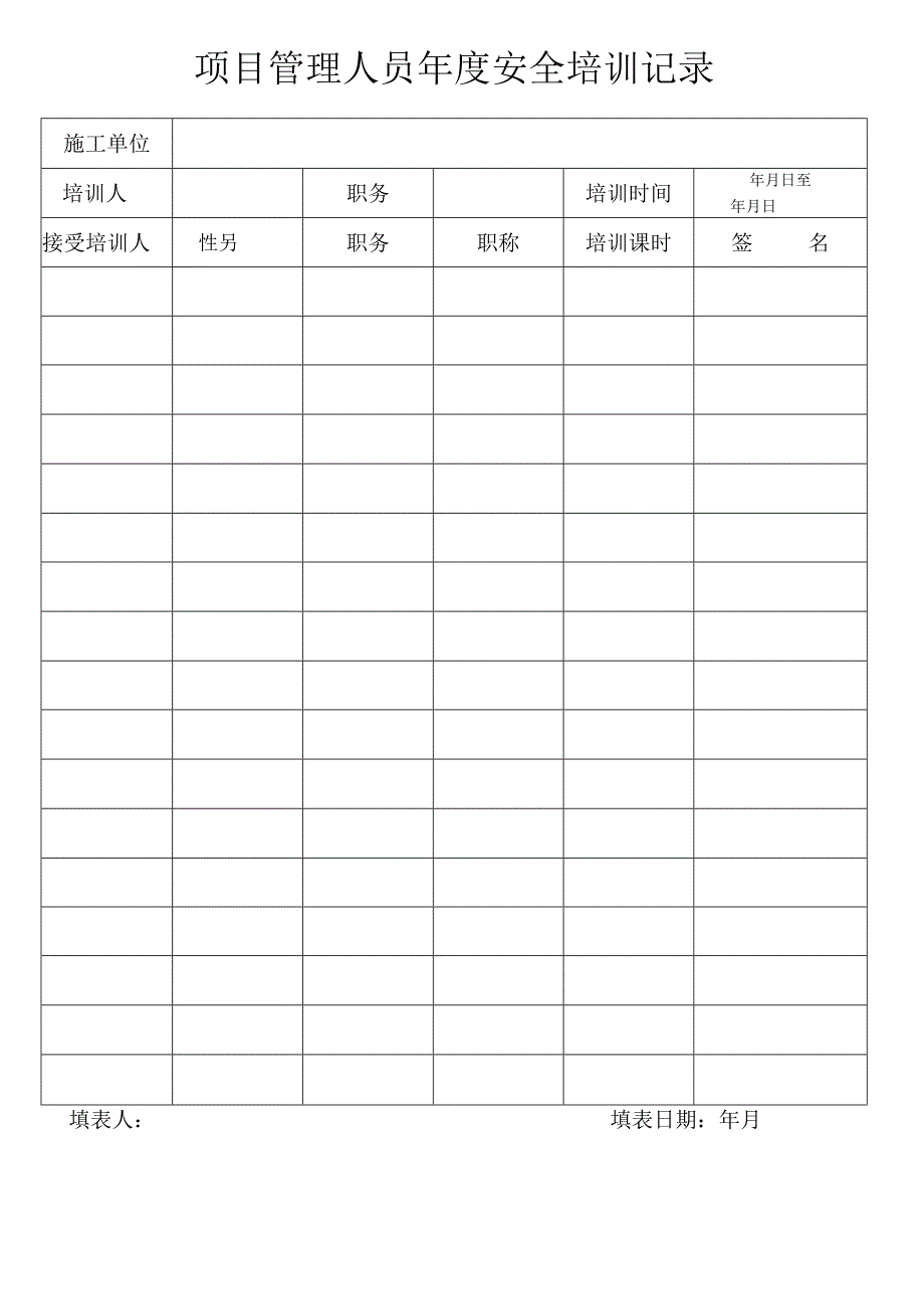 项目管理人员年度考核记录模板范文.docx_第1页