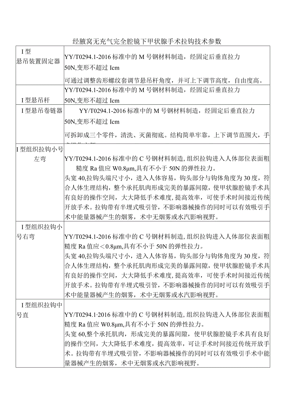 经腋窝无充气完全腔镜下甲状腺手术拉钩技术参数.docx_第1页