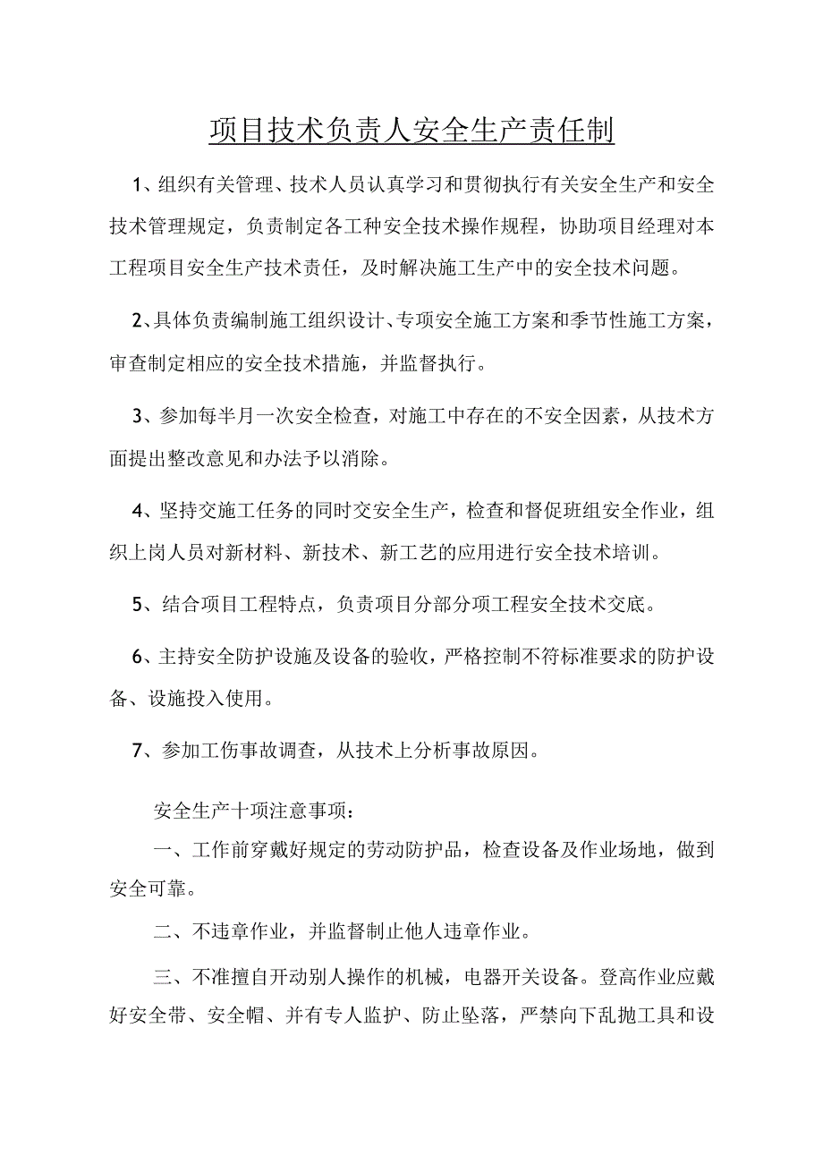 项目技术负责人安全责任制范文.docx_第1页