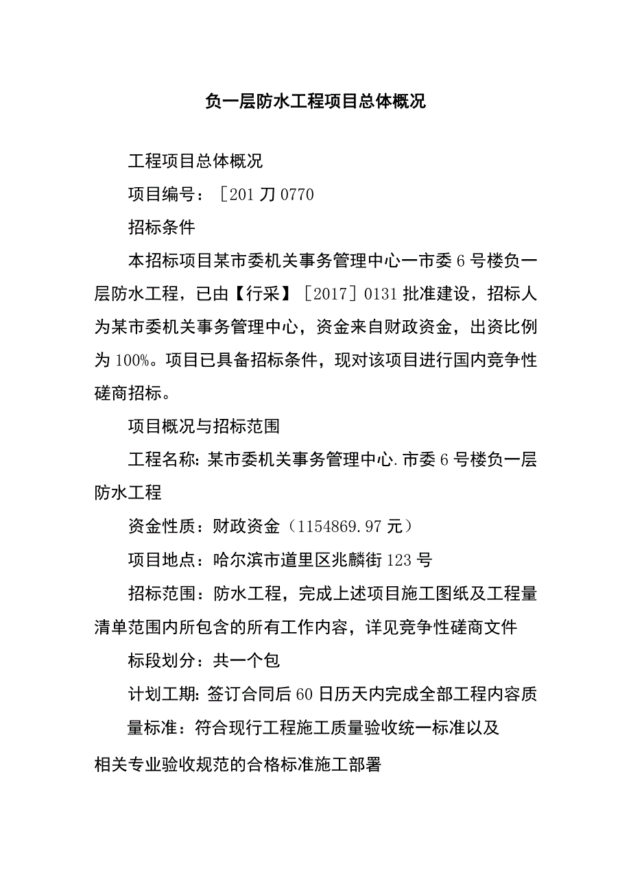 负一层防水工程项目总体概况.docx_第1页