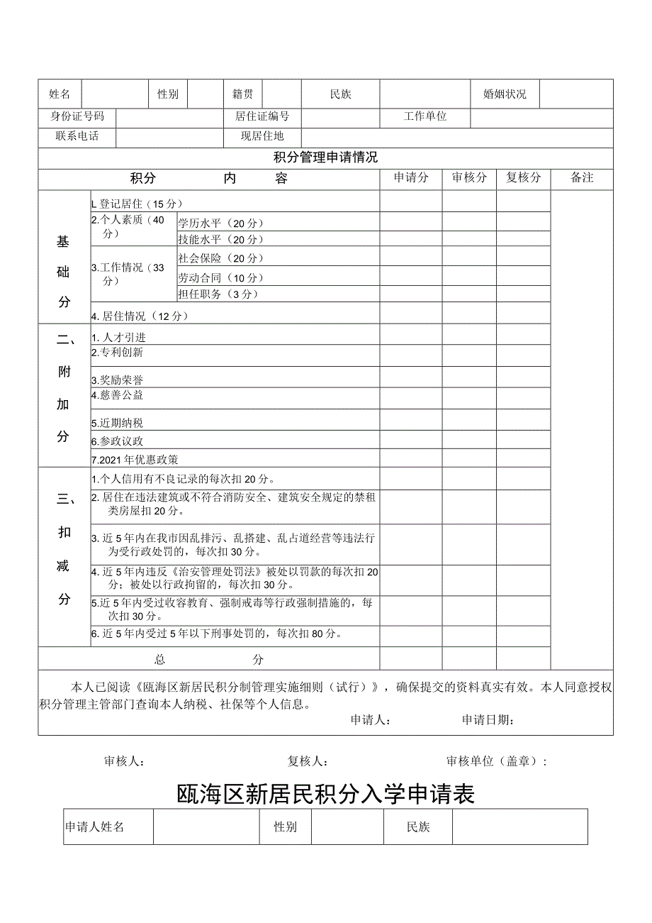 瓯海区新居民积分入学辖区指定公办学校指标分配表.docx_第2页