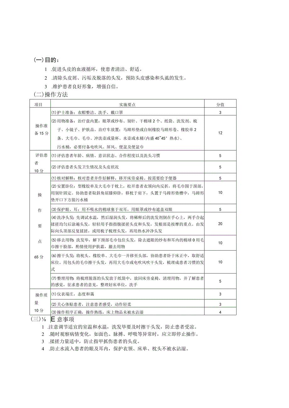 床上洗头法护理操作规范考核评分标准.docx_第2页