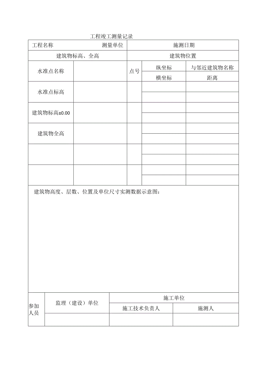 建筑工程工程竣工测量记录(示范文本).docx_第1页