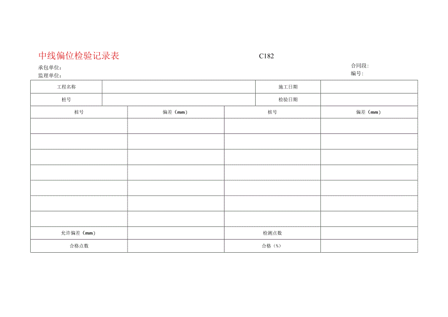 市政工程中线偏位检验记录表-(示范文本).docx_第1页