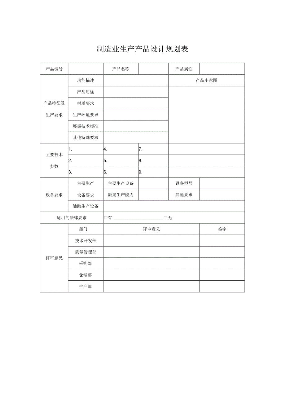 制造业生产产品设计规划表.docx_第1页