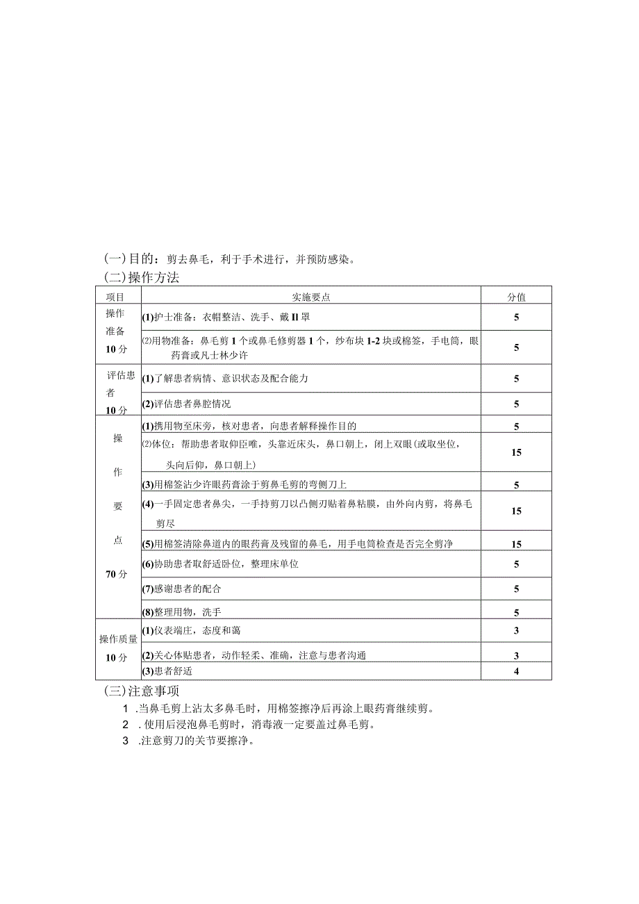 鼻部手术剪鼻毛法护理操作规范考核评分标准.docx_第2页