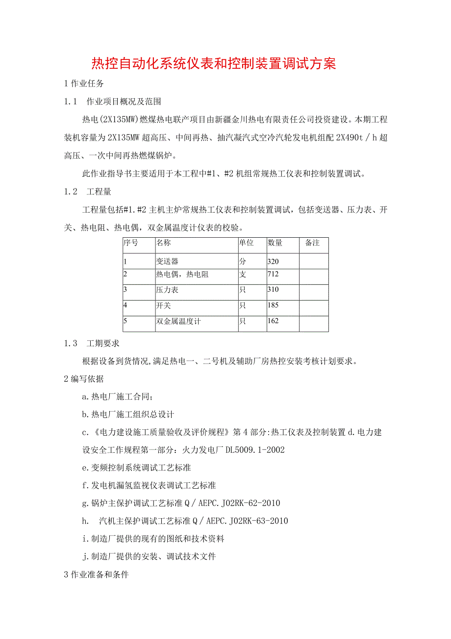 热控自动化系统仪表和控制装置调试方案.docx_第1页