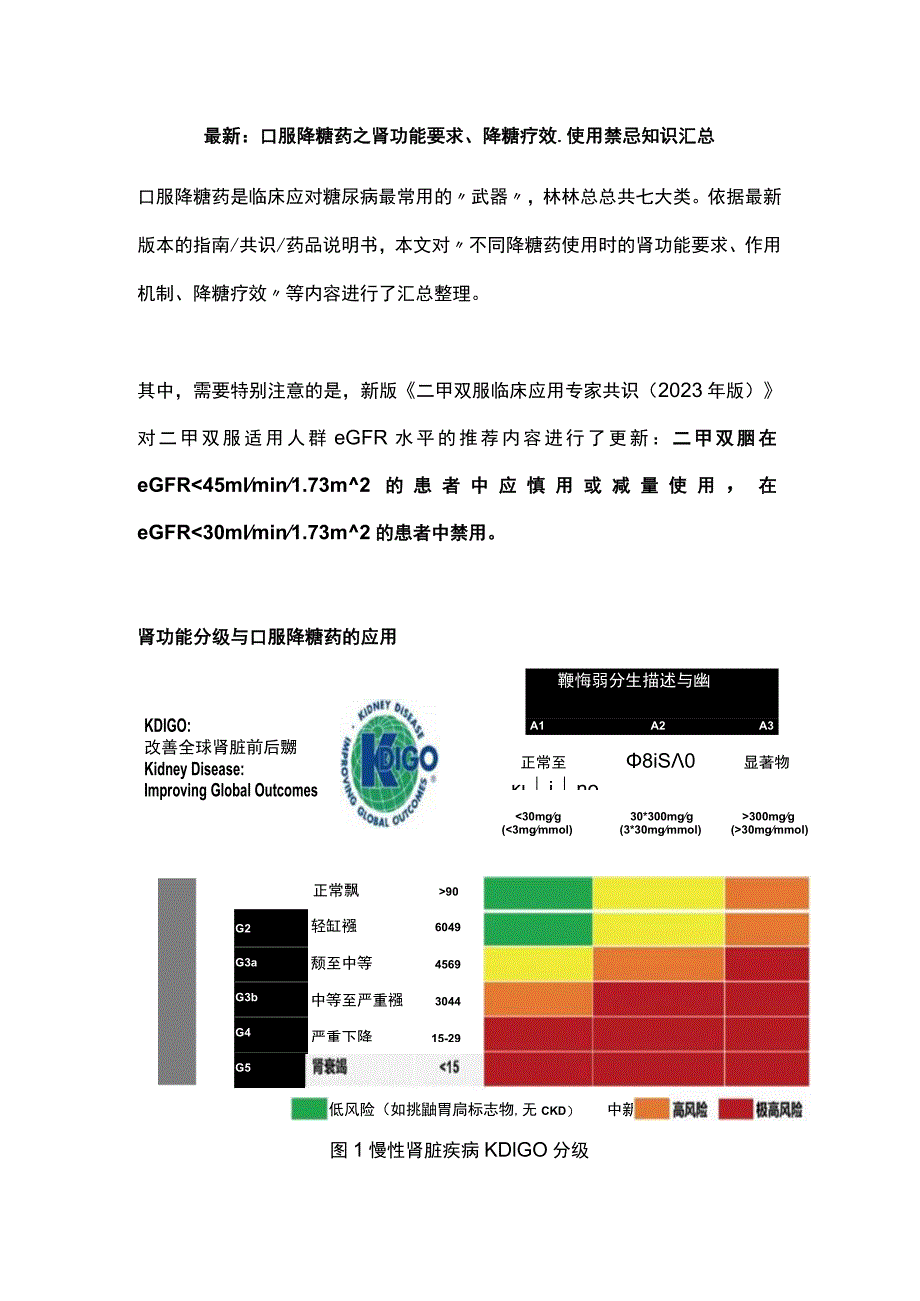 最新：口服降糖药之肾功能要求、降糖疗效、使用禁忌知识汇总.docx_第1页