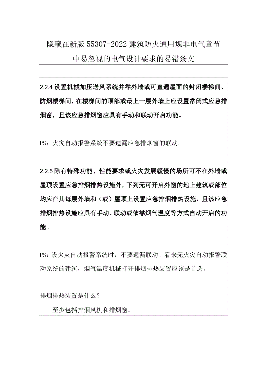 隐藏在新版55307-2022建筑防火通用规非电气章节中易忽视的电气设计要求的易错条文.docx_第1页