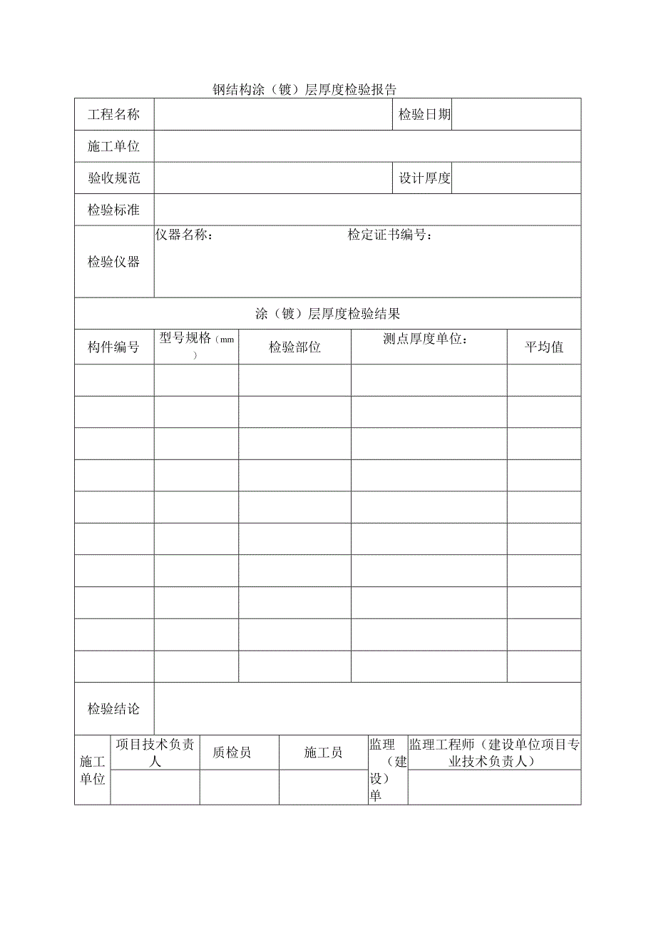 建筑工程钢结构涂(镀)层厚度检验报告(示范文本).docx_第1页