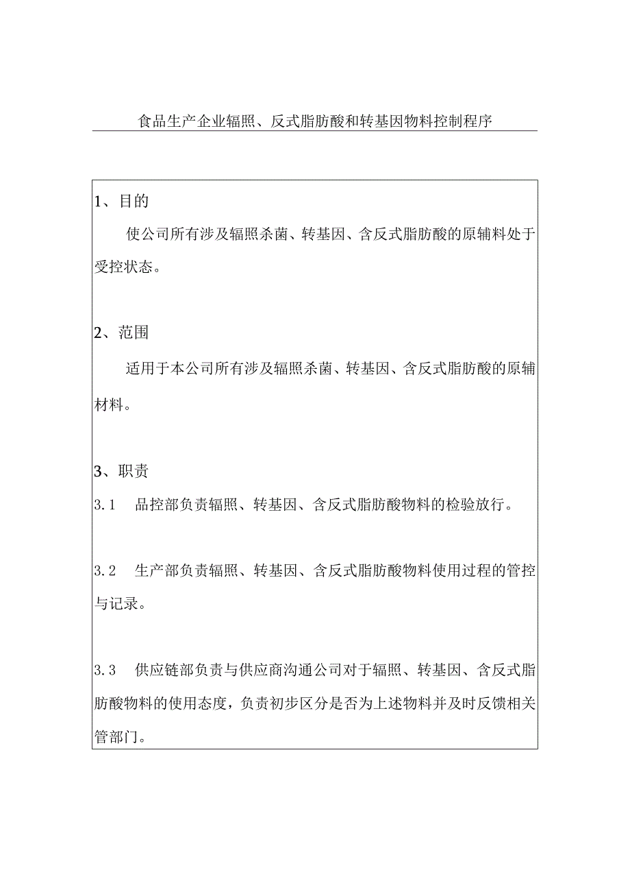 食品生产企业辐照、反式脂肪酸和转基因物料控制程序.docx_第1页