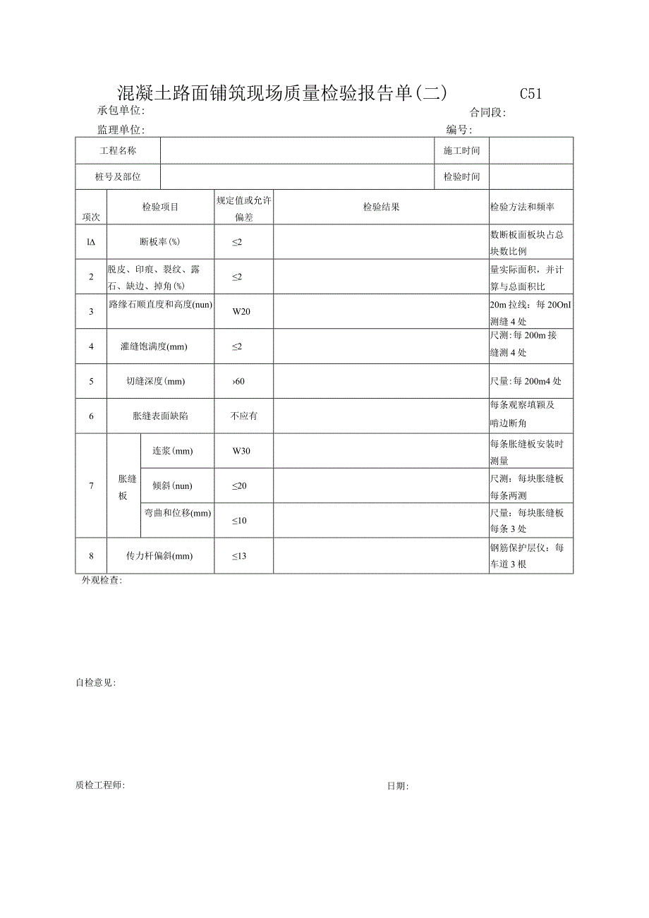 市政工程混凝土路面铺筑现场质量检验报告单(示范文本).docx_第3页