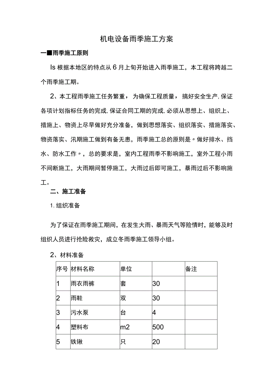 机电设备雨季施工方案.docx_第1页