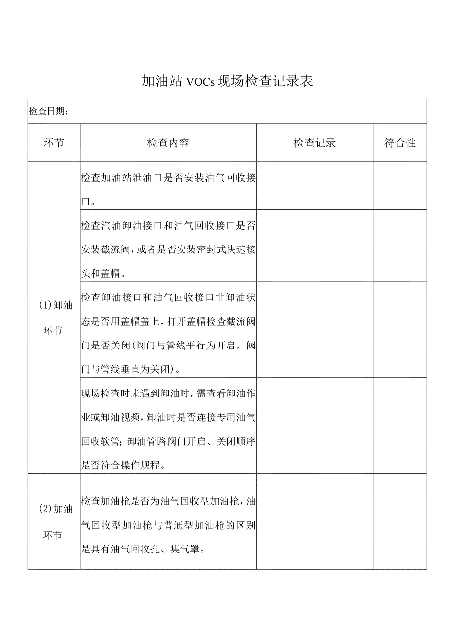 加油站VOCs现场检查记录表.docx_第1页