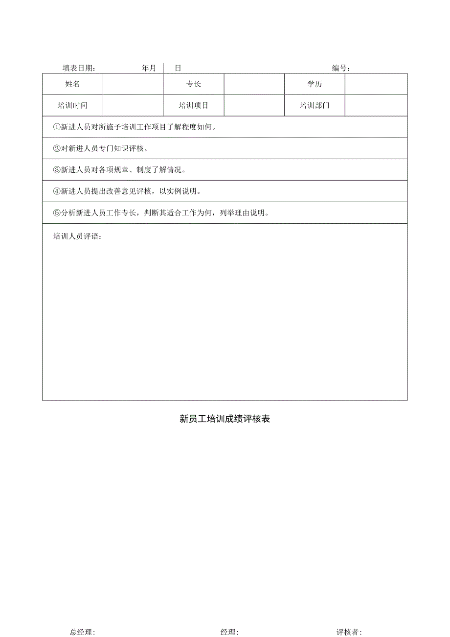 新员工培训成绩评核表.docx_第1页