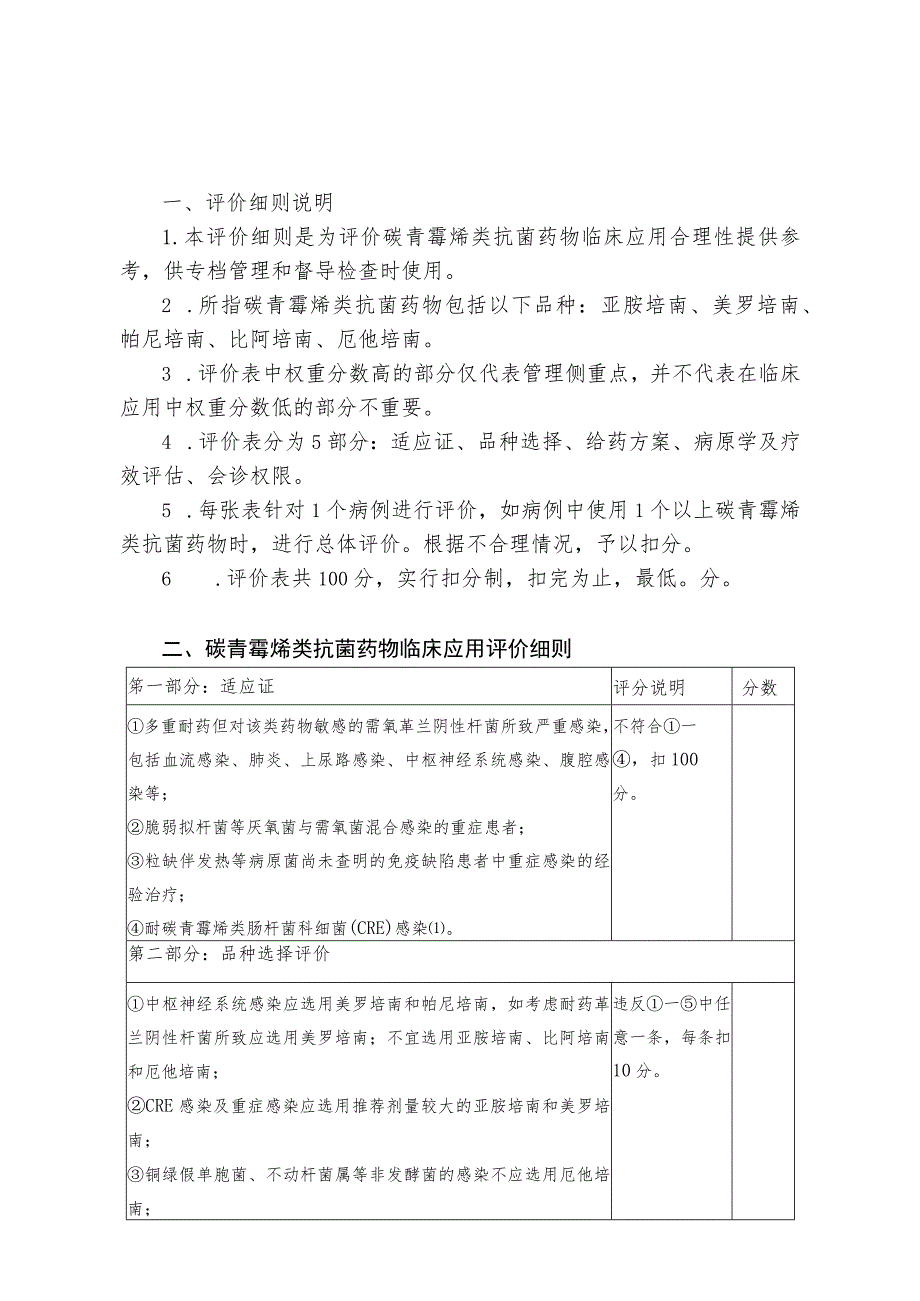 碳青霉烯类抗菌药物临床应用评价细则（完整版）.docx_第1页