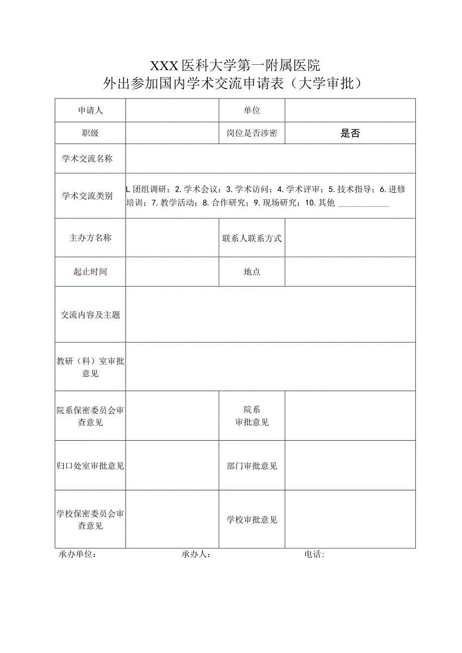 外出参加国内学术交流申请表（院内审批）.docx_第2页