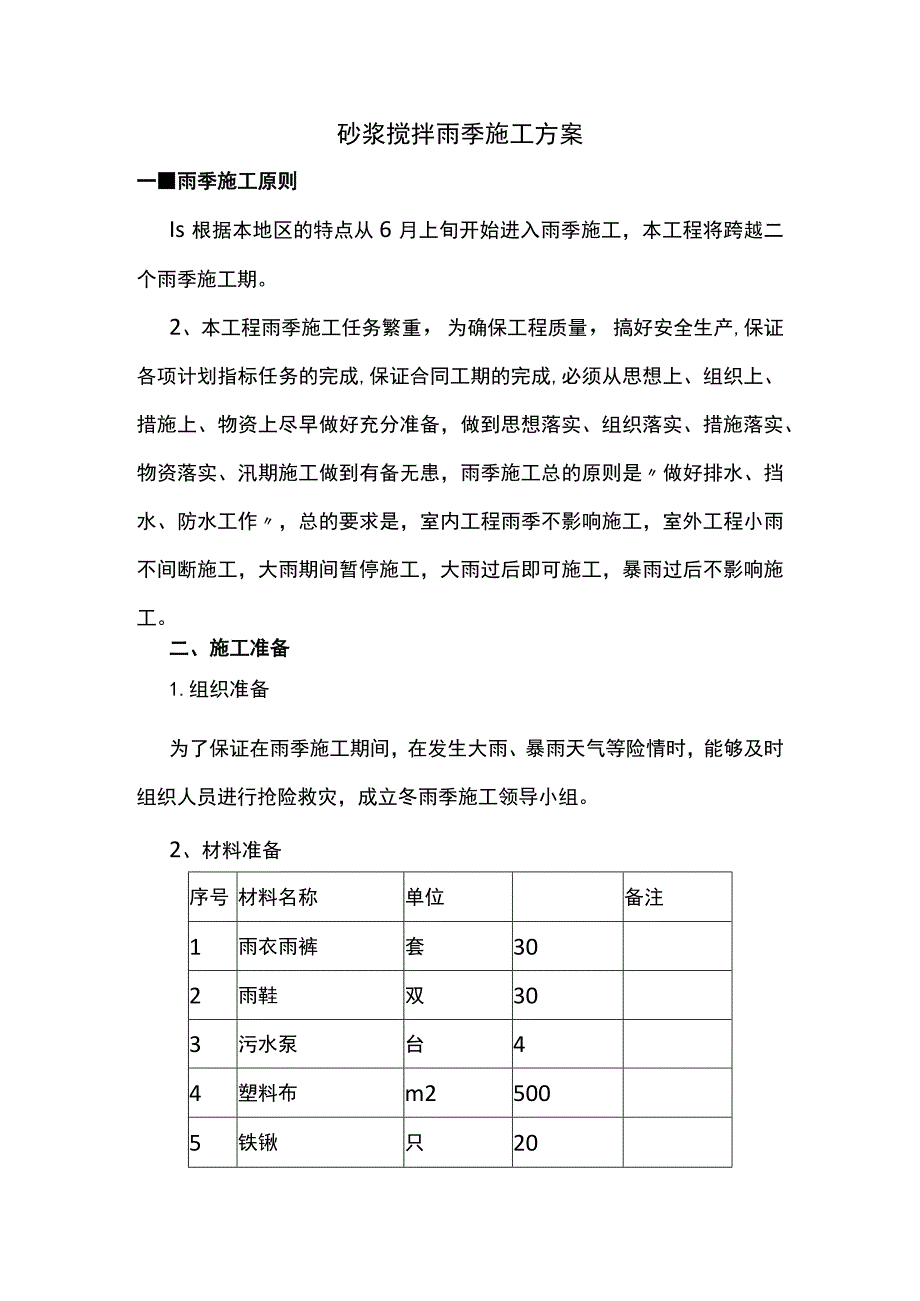 砂浆搅拌雨季施工方案.docx_第1页