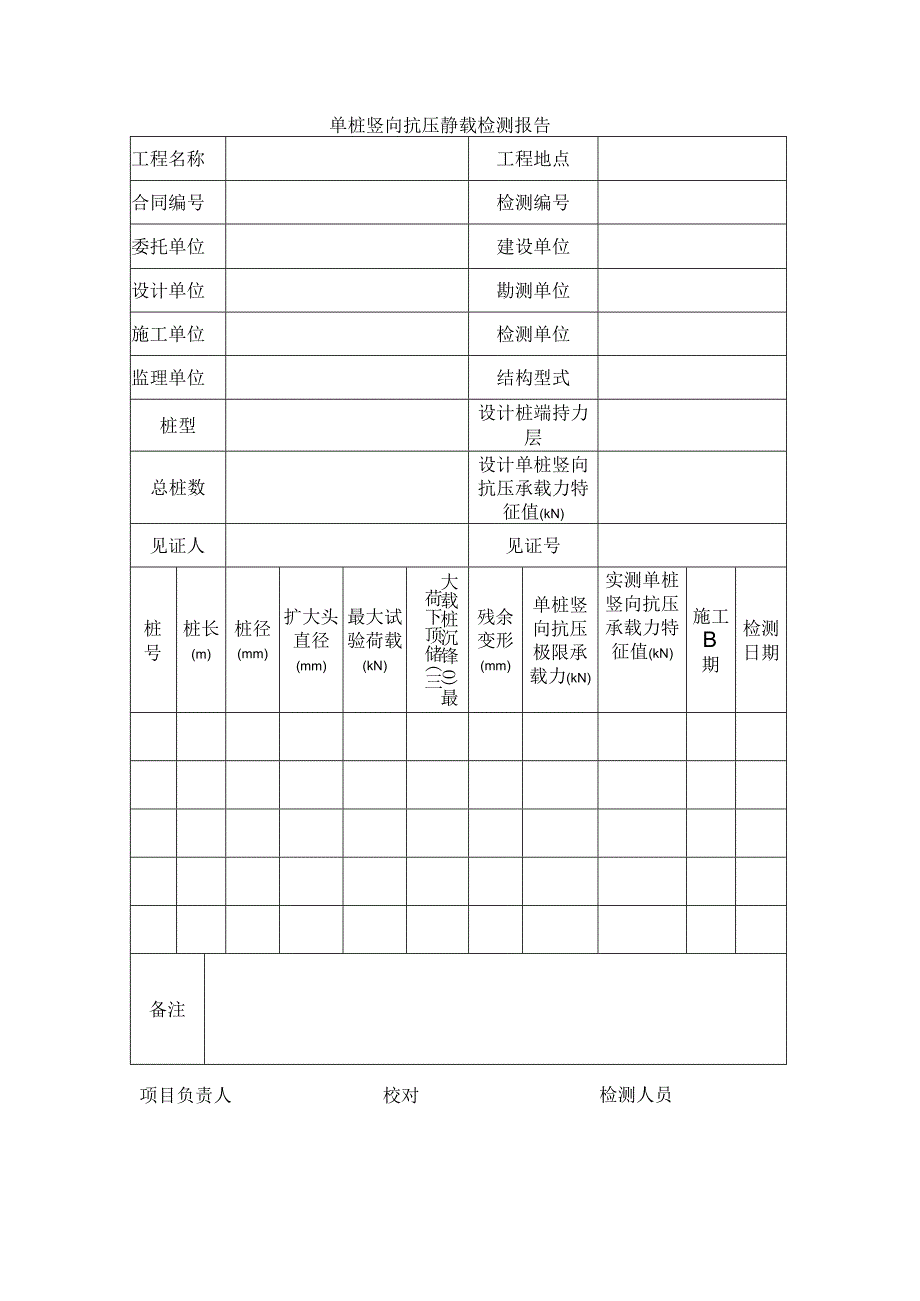 建筑工程单桩竖向抗压静载检测报告(示范文本).docx_第1页