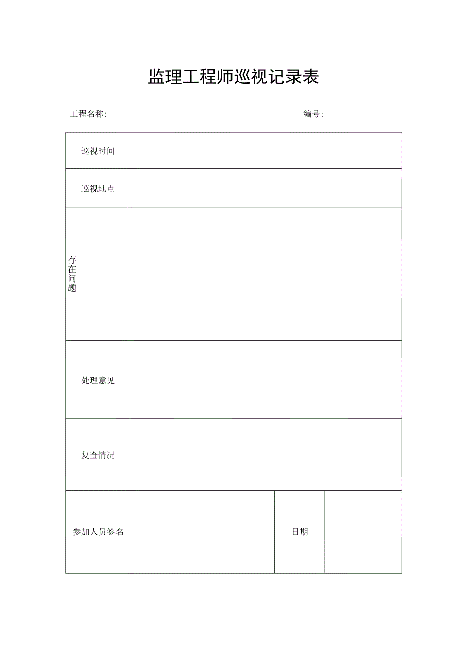 监理工程师巡视记录表.docx_第1页