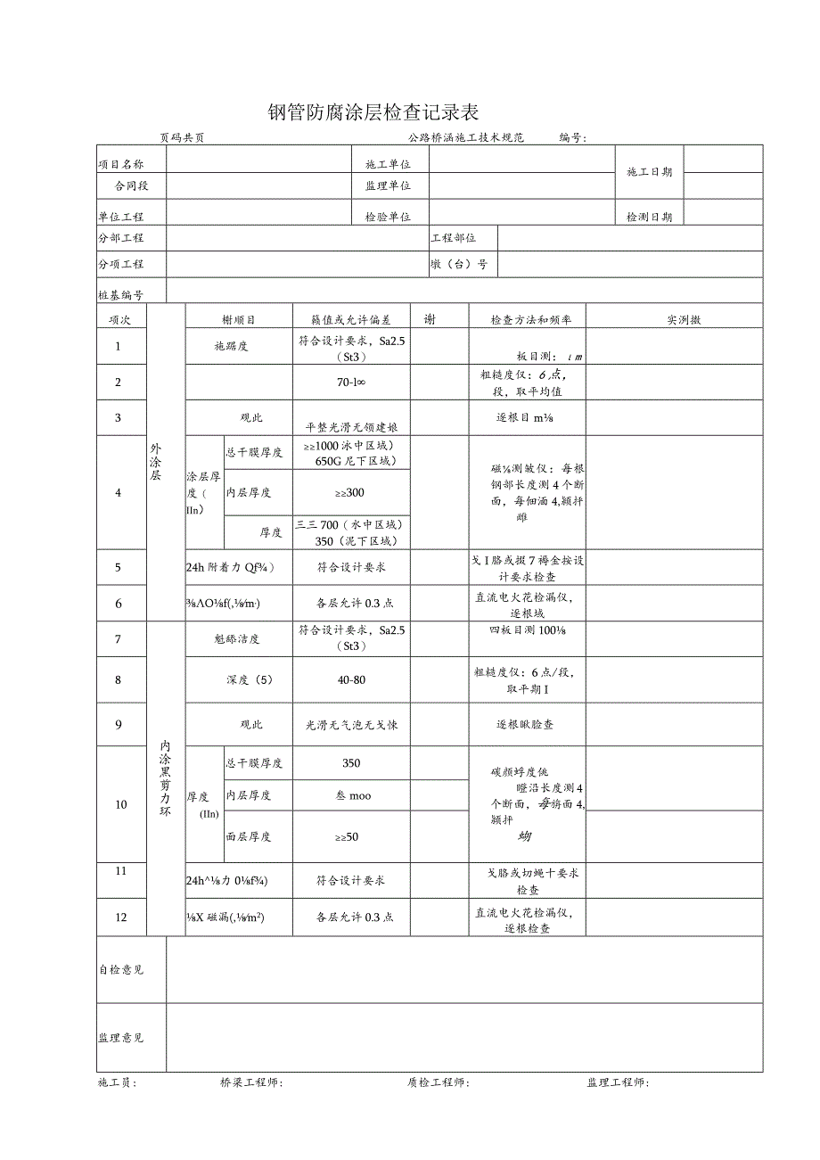 钢管防腐涂层检查记录表.docx_第1页