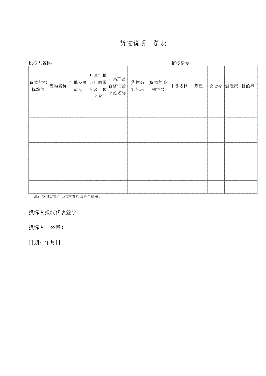 货物说明一览表49（2023年）.docx_第1页