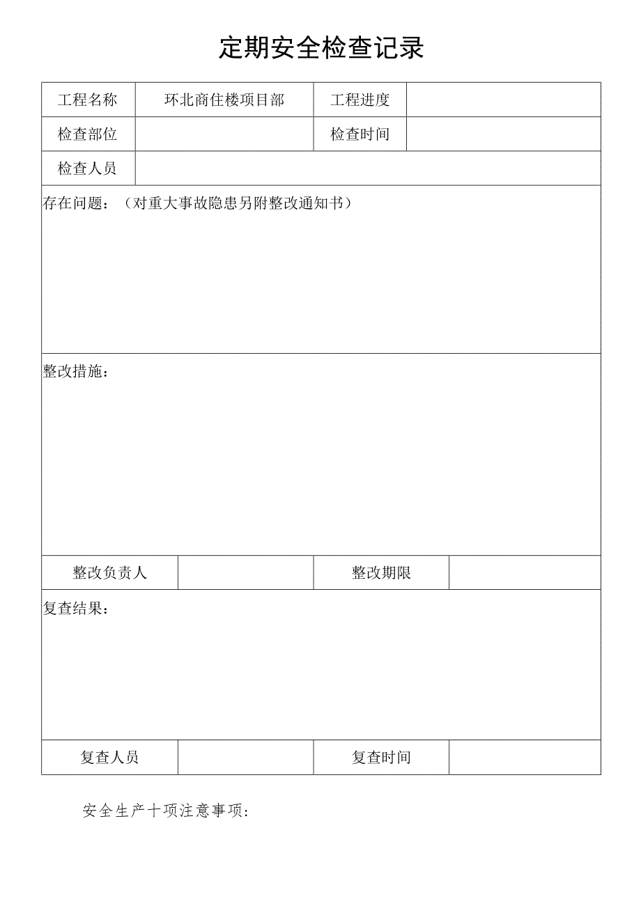 项目定期周检记录模板范文.docx_第1页